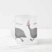 Funny Guineafowl cartoon Matglas Koffiemok (Voorkant links)