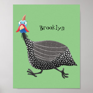 Funny Guineafowl cartoon Poster