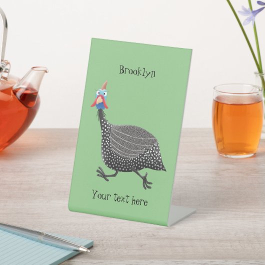 Funny Guineafowl cartoon Reclamebord Met Voetstuk (Insitu)