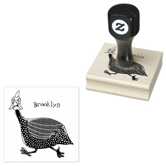 Funny Guineafowl cartoon Rubberstempel (Gestempeld)
