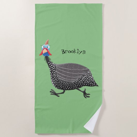 Funny Guineafowl cartoon Strandlaken (Voorkant)