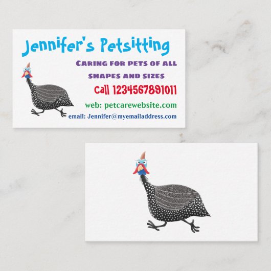 Funny Guineafowl cartoon Visitekaartje (Voorkant / Achterkant)
