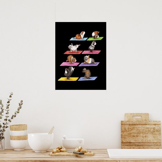 Funny Guinee Pig Yoga Poster (Keuken)