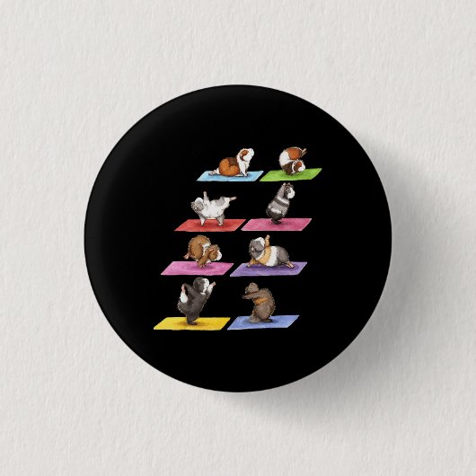 Funny Guinee Pig Yoga Ronde Button 3,2 Cm (Voorkant)