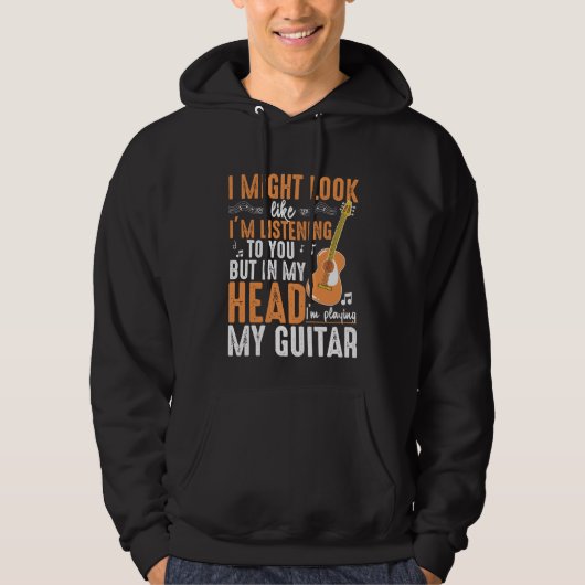 Funny Guitar Addicated Musician Guitarist Player Hoodie (Voorkant)
