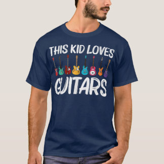 Funny Guitar Art Kids Boys Girls Guitar Player Ins T-shirt