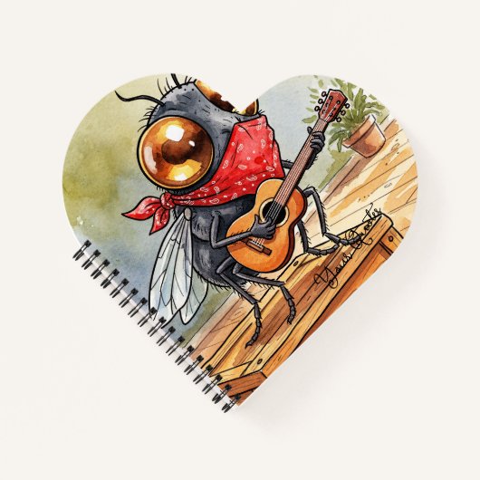 Funny Guitar Fly Art Notitieboek (Voorkant)