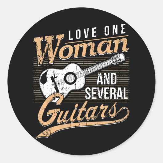 Funny Guitar Lovers Guitarist Musician Band Ronde Sticker (Voorkant)