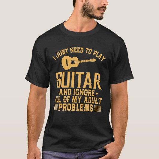 Funny Guitar negeert mijn volwassen problemen T-shirt (Voorkant)