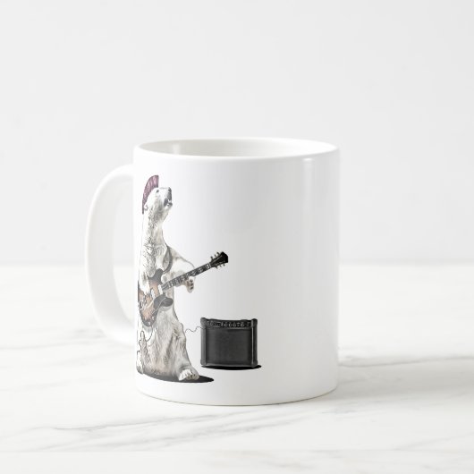 Funny Guitar Player Punk Bear Rock and Roll Mug Koffiemok (Voorkant links)