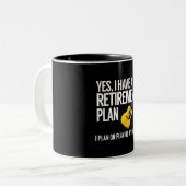 Funny Guitar Player Retirement Gift Tweekleurige Koffiemok (Voorkant links)