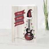 Funny Guitar Rock en Roll Kerstmusician Holi Feestdagen Kaart (Voorkant)
