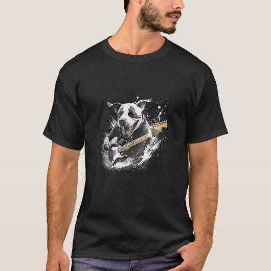 Funny Guitar Rock Pit Bull Dog Gitarist Tanktop (Voorkant)