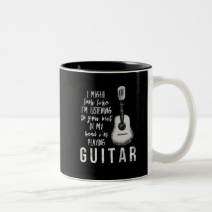 Funny guitar-speler tweekleurige koffiemok