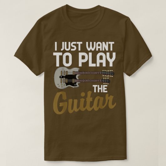 Funny Guitarist Musicus wil ik gewoon de G spelen T-shirt (Design voorkant)