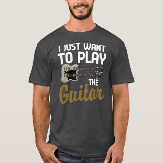 Funny Guitarist Musicus wil ik gewoon de T-shirt (Voorkant)