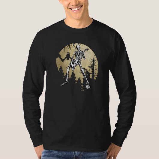 Funny Guitarist Skeleton Guitar Music Hall T-shirt (Voorkant)