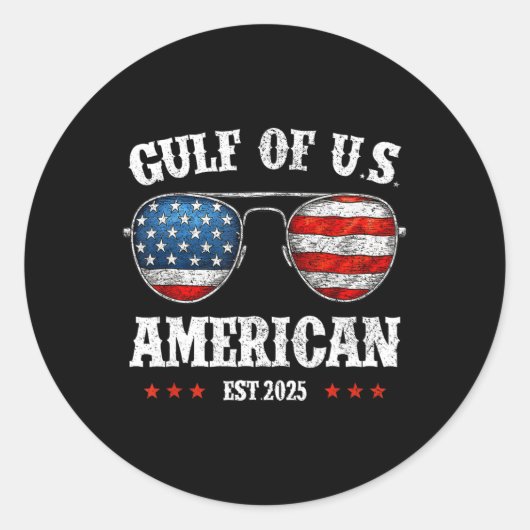 Funny Gulf Of Usa Red White And Blue Sungles Ronde Sticker (Voorkant)