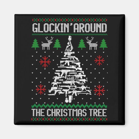 Funny Guns Ugly Christmas Sweaters For Gun Lovers  Magneet (Voorkant)