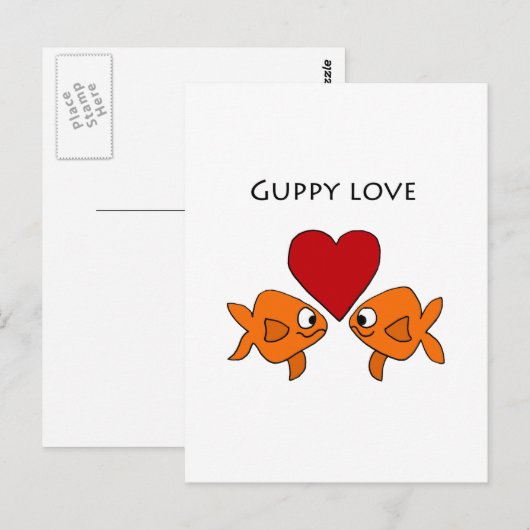 Funny Guppy Love Design Briefkaart (Voorkant / Achterkant)