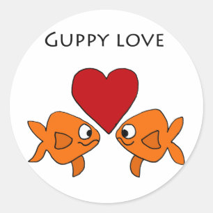 Funny Guppy Love Design Ronde Sticker