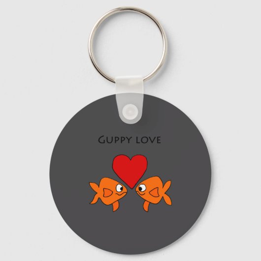 Funny Guppy Love Design  Sleutelhanger (Voorkant)