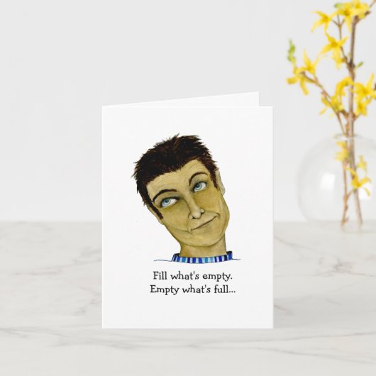 Funny Guy Empty, Full and Scratching Kaart (Gele Bloem)