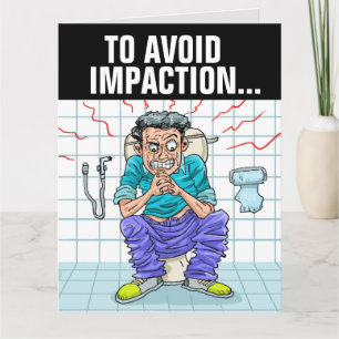 FUNNY GUY ON TOILET POOP JOKE BIRTHDAY KAART