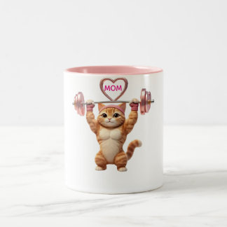 Funny Gym Cat Mom Mug | Mother’s Day Gift Tweekleurige Koffiemok