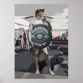 Funny Gym Eigenaar Fitness David Holding Weight Poster (Voorkant)