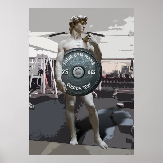 Funny Gym Eigenaar Fitness David Holding Weight Poster (Voorkant)