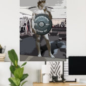 Funny Gym Eigenaar Fitness David Holding Weight Poster (Thuiskantoor)