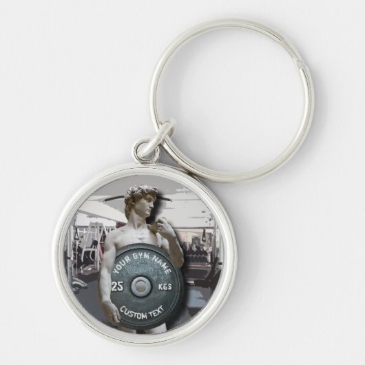 Funny Gym Eigenaar Fitness David Holding Weight Sleutelhanger (Voorkant)