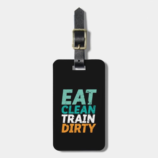 Funny Gym Fitness training Eat Clean Train Dirty Bagagelabel (Voorkant verticaal)