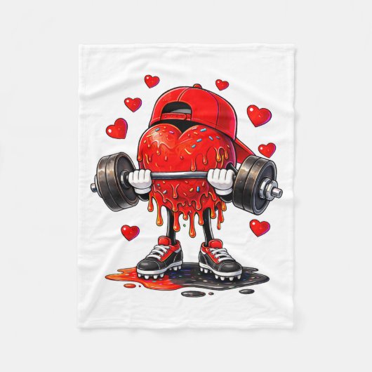 Funny Gym Heart Weightlifting Fitness Workout Drip Fleece Deken (Voorkant)