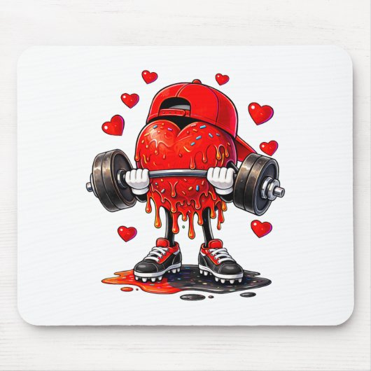 Funny Gym Heart Weightlifting Fitness Workout Drip Muismat (Voorkant)
