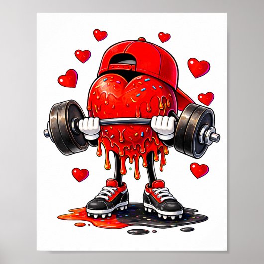 Funny Gym Heart Weightlifting Fitness Workout Drip Poster (Voorkant)