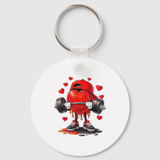 Funny Gym Heart Weightlifting Fitness Workout Drip Sleutelhanger (Voorkant)