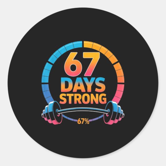 Funny Gym Meme 67 Ronde Sticker (Voorkant)