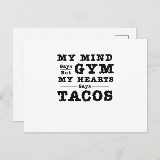 Funny Gym Mijn geest zegt gym maar mijn hart zegt  Briefkaart (Voorkant / Achterkant)