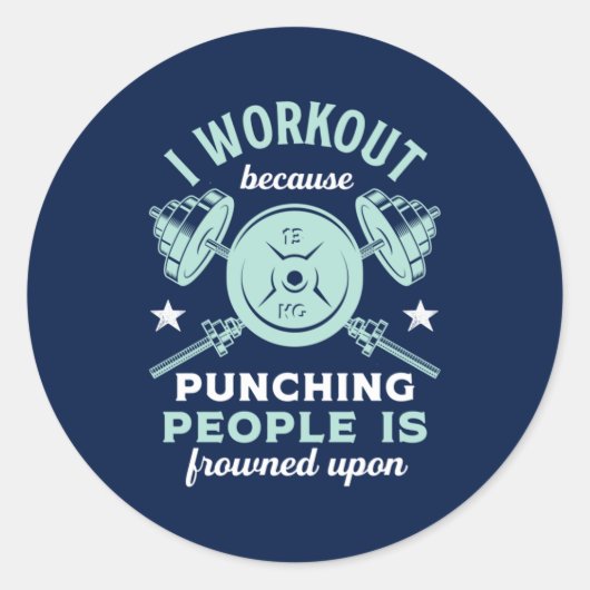Funny Gym Motivation Fitness Training and Workout Ronde Sticker (Voorkant)