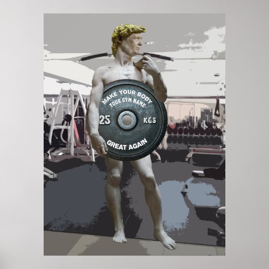 Funny Gym Workout David als Donald Trump Full Body Poster (Voorkant)