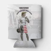 Funny Gym Workout Donald Trump met Dumbbell Blikjeskoeler (Achterkant)