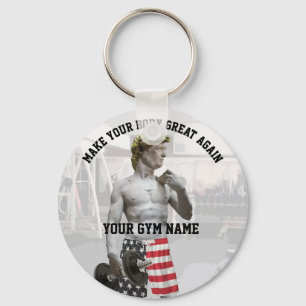 Funny Gym Workout Donald Trump met Dumbbell Sleutelhanger