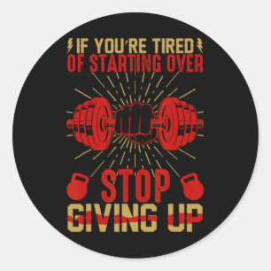 Funny Gym Workout Fitness Bodybuilding Sports Weig Ronde Sticker
