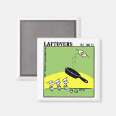 Funny Gymnast Cartoon Eggs Backflip in Frying Pan Magneet (Voorkant / Achterkant)