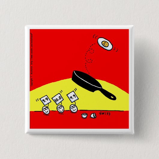 Funny Gymnastics Eggs Bright Red Cartoon Button (Voorkant)