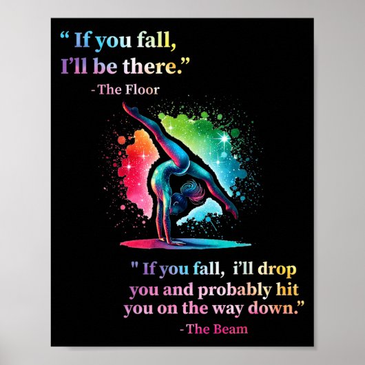 Funny Gymnastics Floor Saying Gymnast Girl Rainbow Poster (Voorkant)
