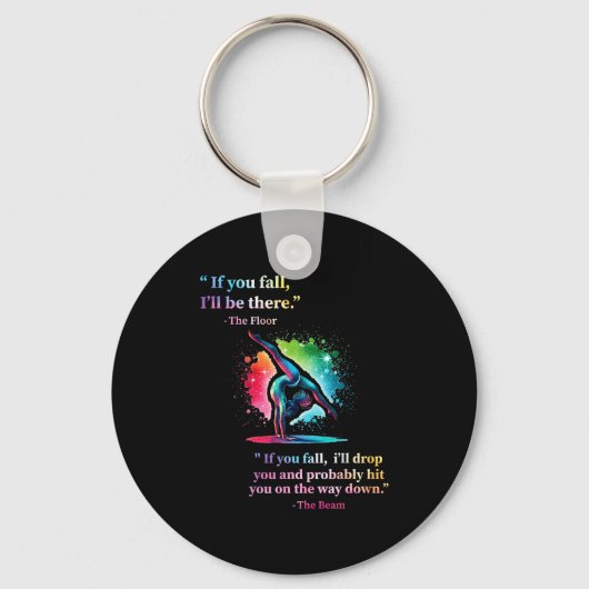 Funny Gymnastics Floor Saying Gymnast Girl Rainbow Sleutelhanger (Voorkant)