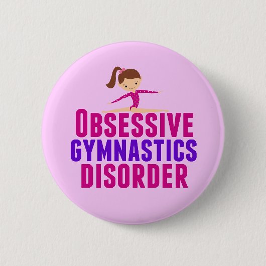 Funny Gymnastics Girl Pink Ronde Button 5,7 Cm (Voorkant)